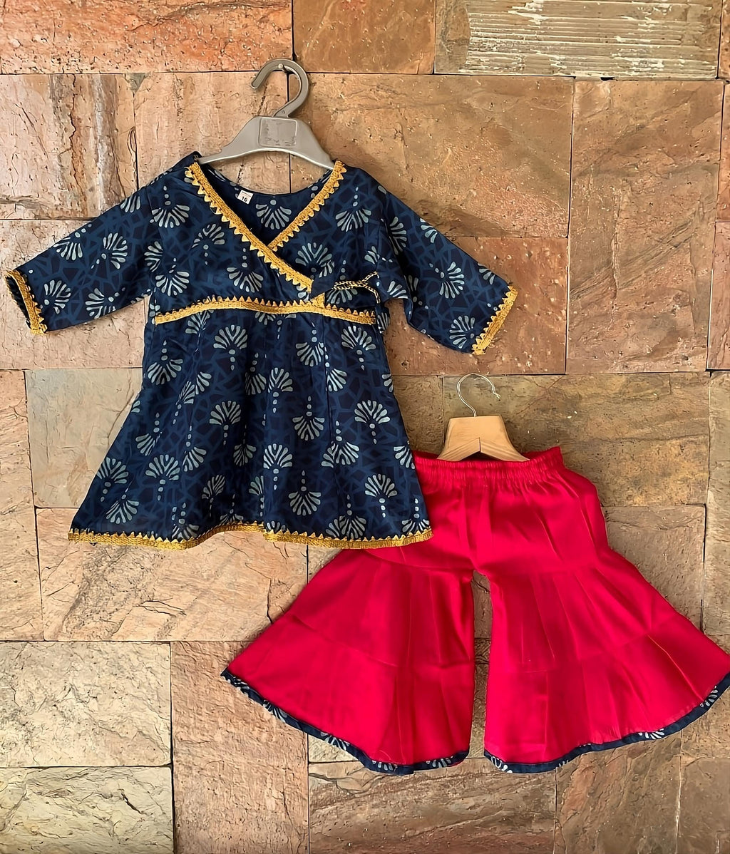 Sharara Suit for Girls - Indian Pakistani Dress for Kids, Cotton Ethnic Wear Kurti for Baby Girl, Traditional Outfit