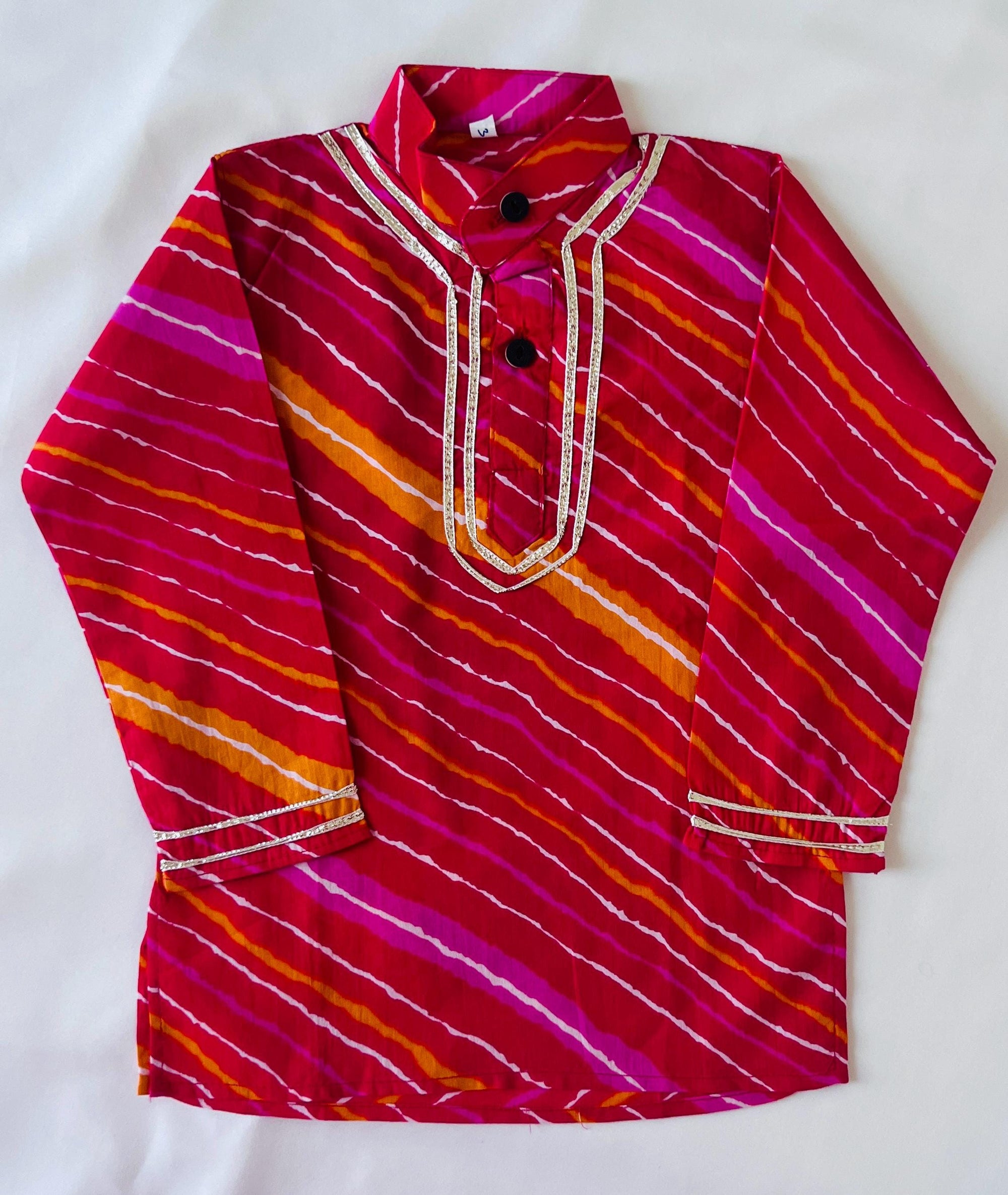 Leheria Pattern Kurta Pajama set for kids Ethnic Wear Boys Traditional Wear kurta set