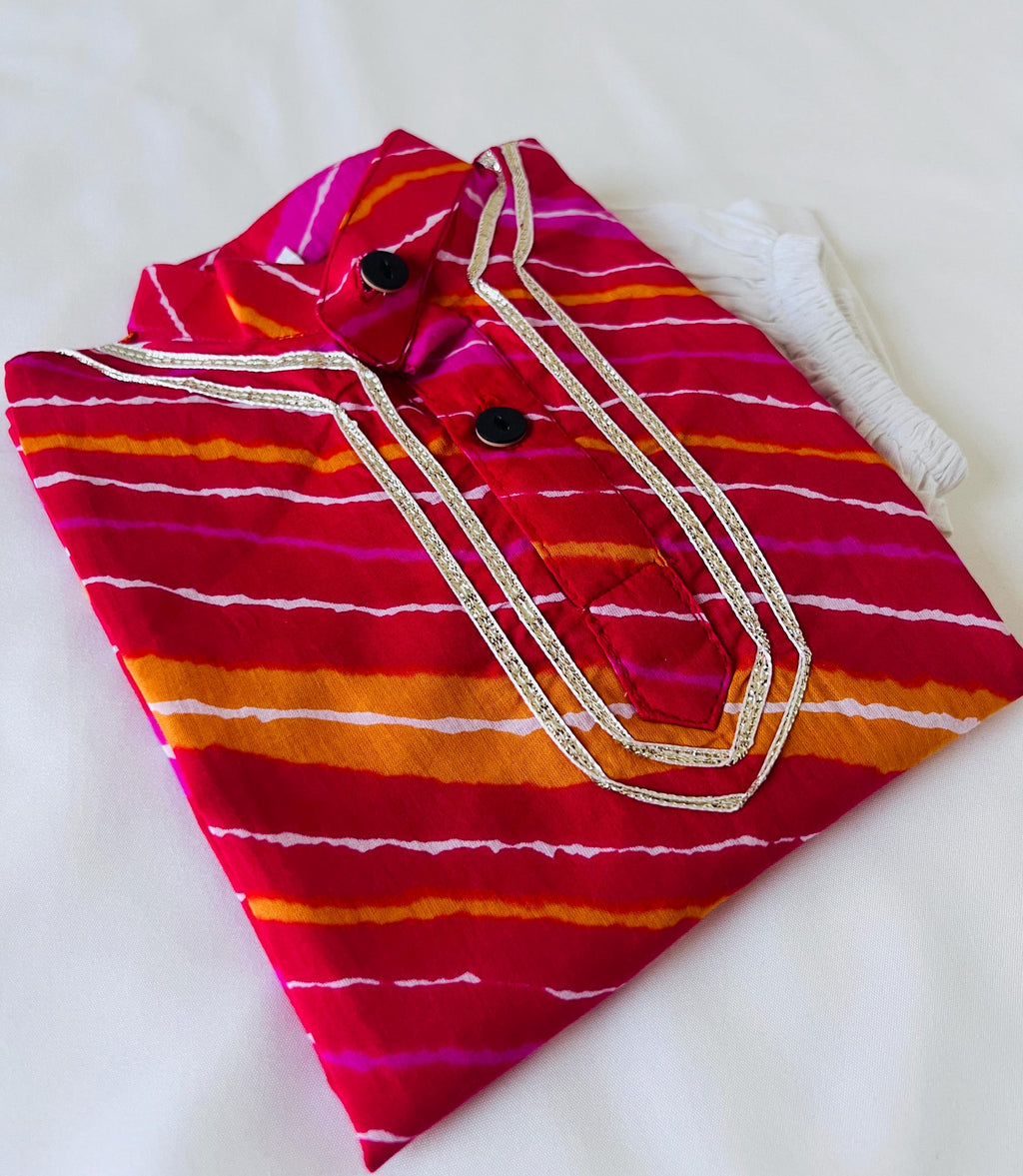 Leheria Pattern Kurta Pajama set for kids Ethnic Wear Boys Traditional Wear kurta set