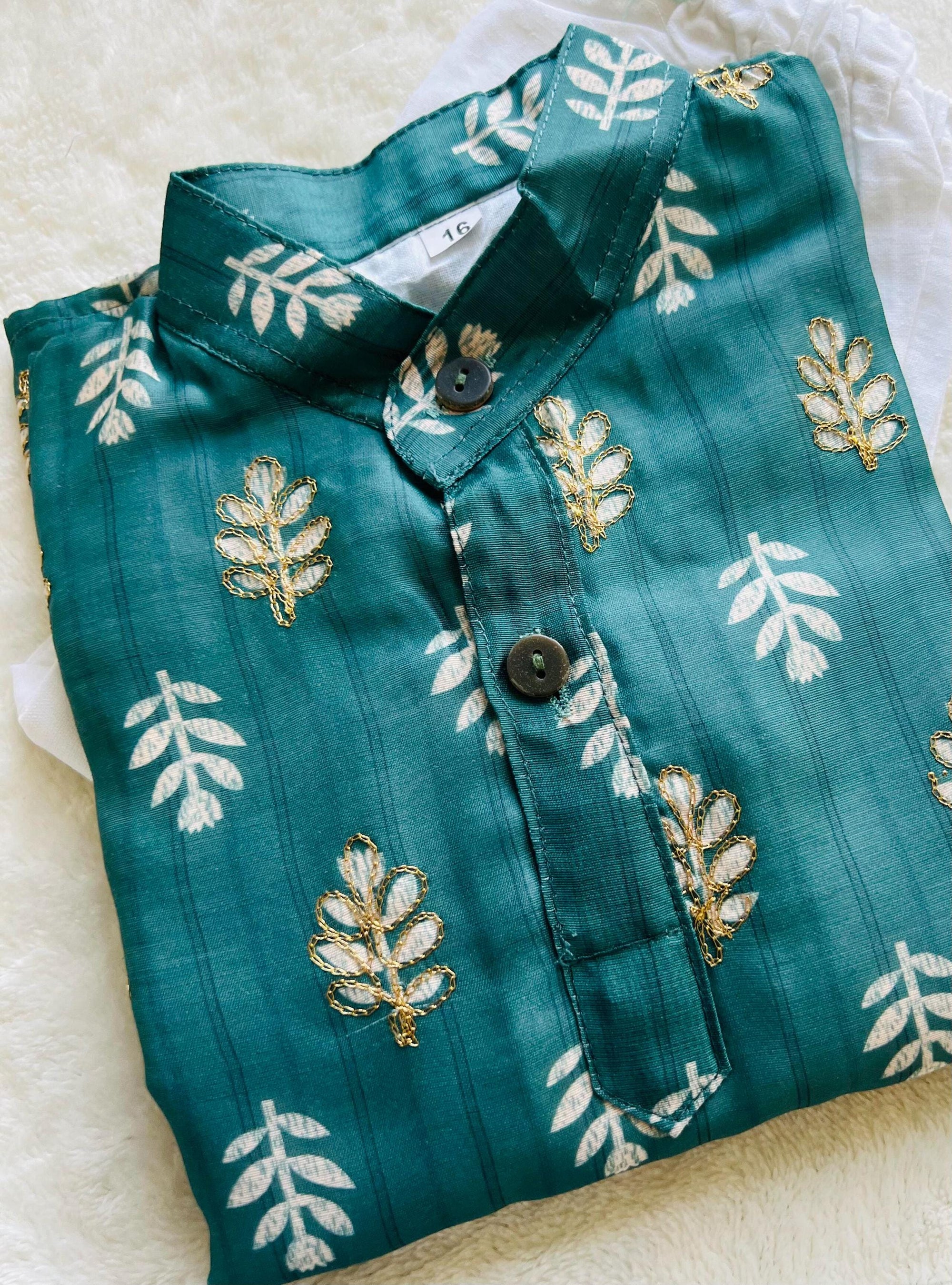 Chanderi Cotton kurta pajama set Kids Indian ethnic wear Boys Traditional Indian Attire for festivals