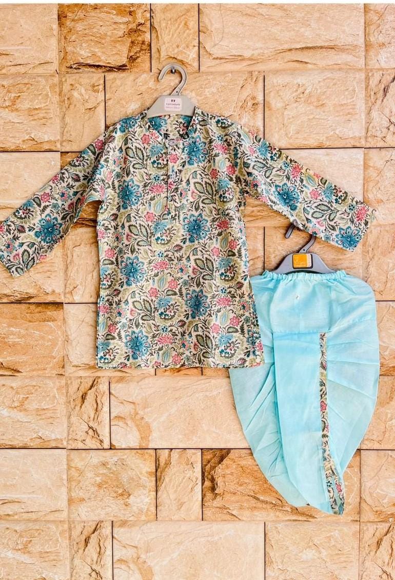 Kids Dhoti Kurta for 6 year old boy, Indian Ethnic Wear for Boys 7 year old, Traditional Cotton Outfit,  Perfect for Festivals