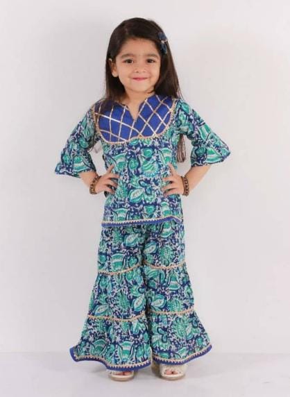 Girls Kurti: Indian Ethnic Wear with Sharara, Lehenga Choli & Angrakha for Kids, Traditional Outfit for Girls
