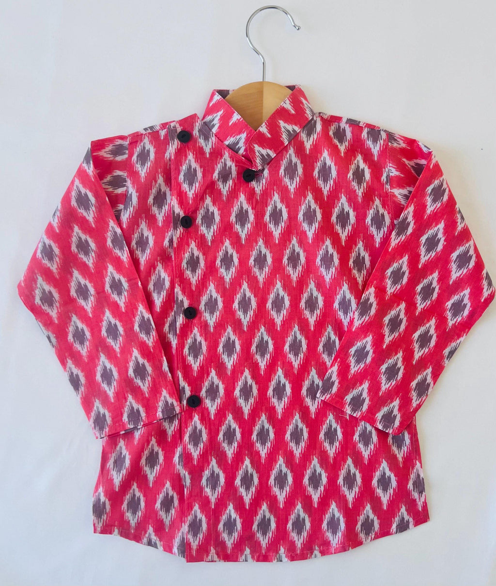 Ikat Print Boys Cotton Kurta Pajama Indian Ethnic Wear for Baby Boy Wedding, Diwali, Housewarming, Eid Festivities