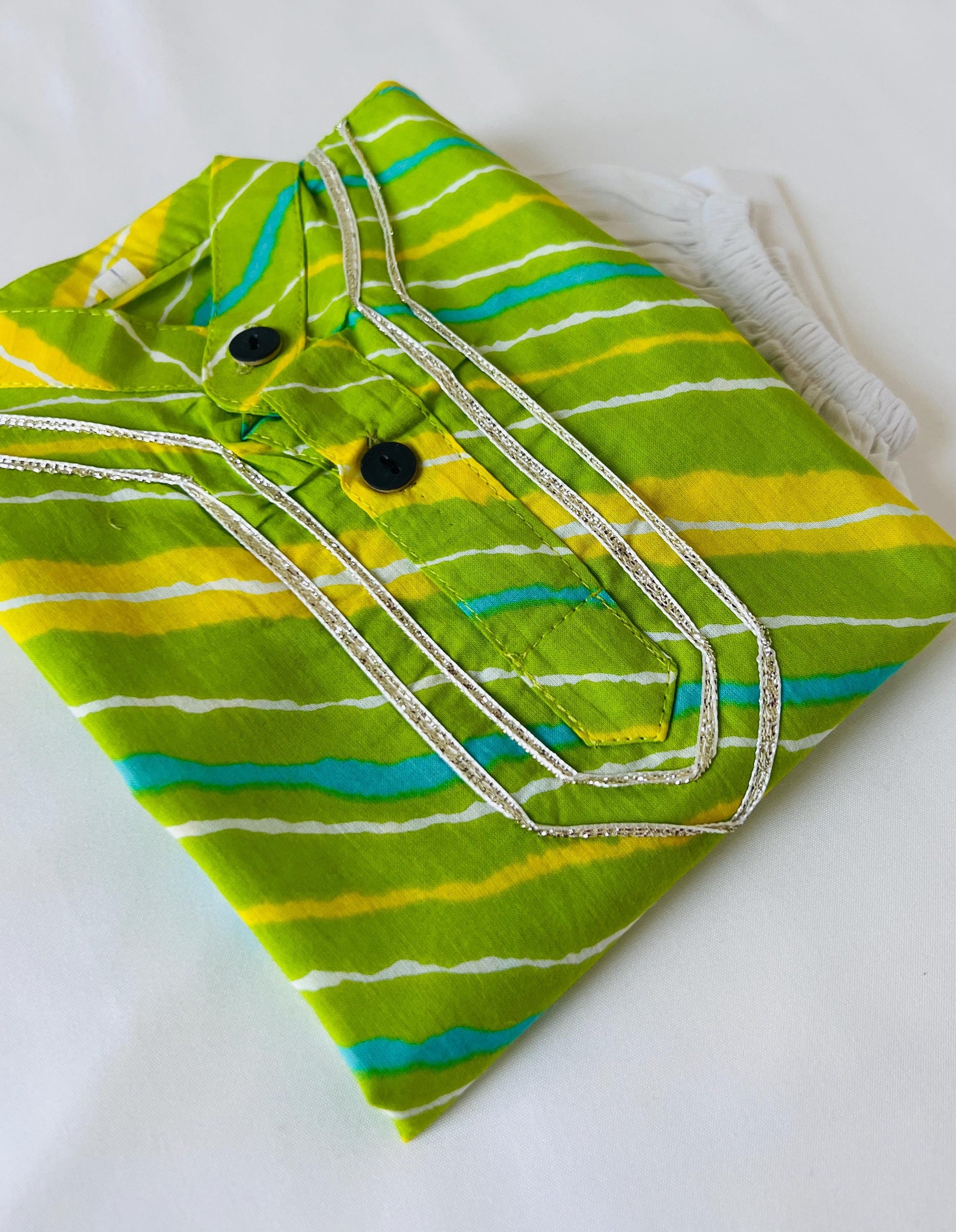 Leheria Pattern Kurta Pajama set for kids Ethnic Wear Boys Traditional Wear kurta set