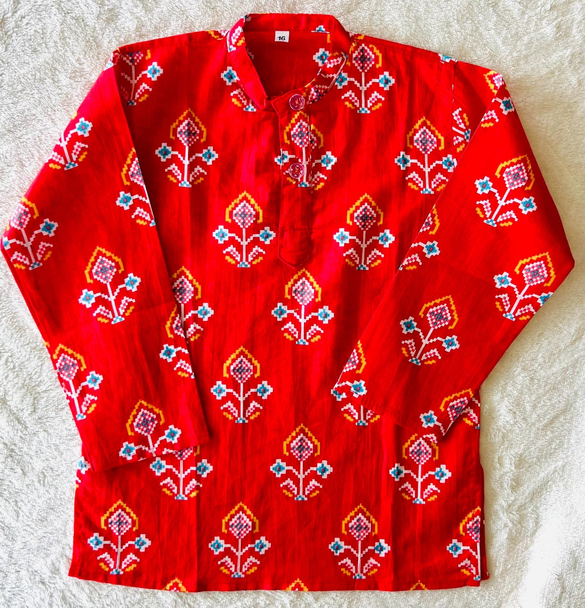 Patola Print Boys Kurta Pajama Set with Nehru Jacket Cotton Ethnic Wear for Kids Festival Diwali Eid Wedding