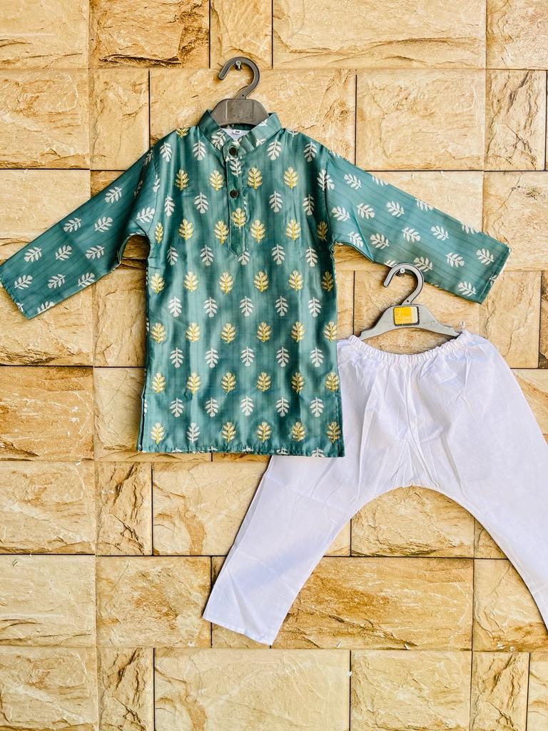 Chanderi Cotton kurta pajama set Kids Indian ethnic wear Boys Traditional Indian Attire for festivals