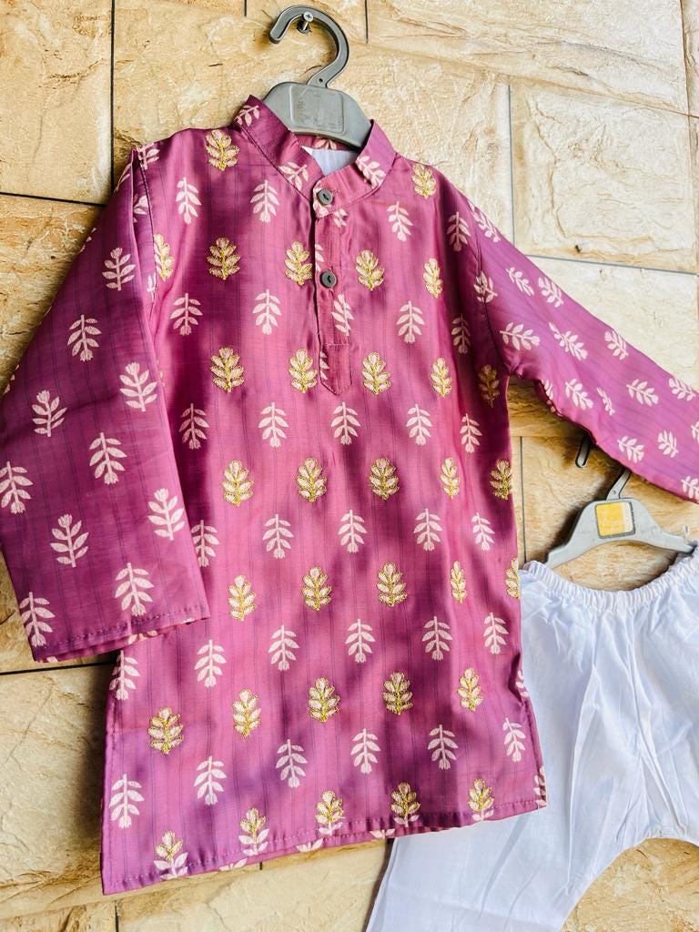 Chanderi Cotton kurta pajama set Kids Indian ethnic wear Boys Traditional Indian Attire for festivals