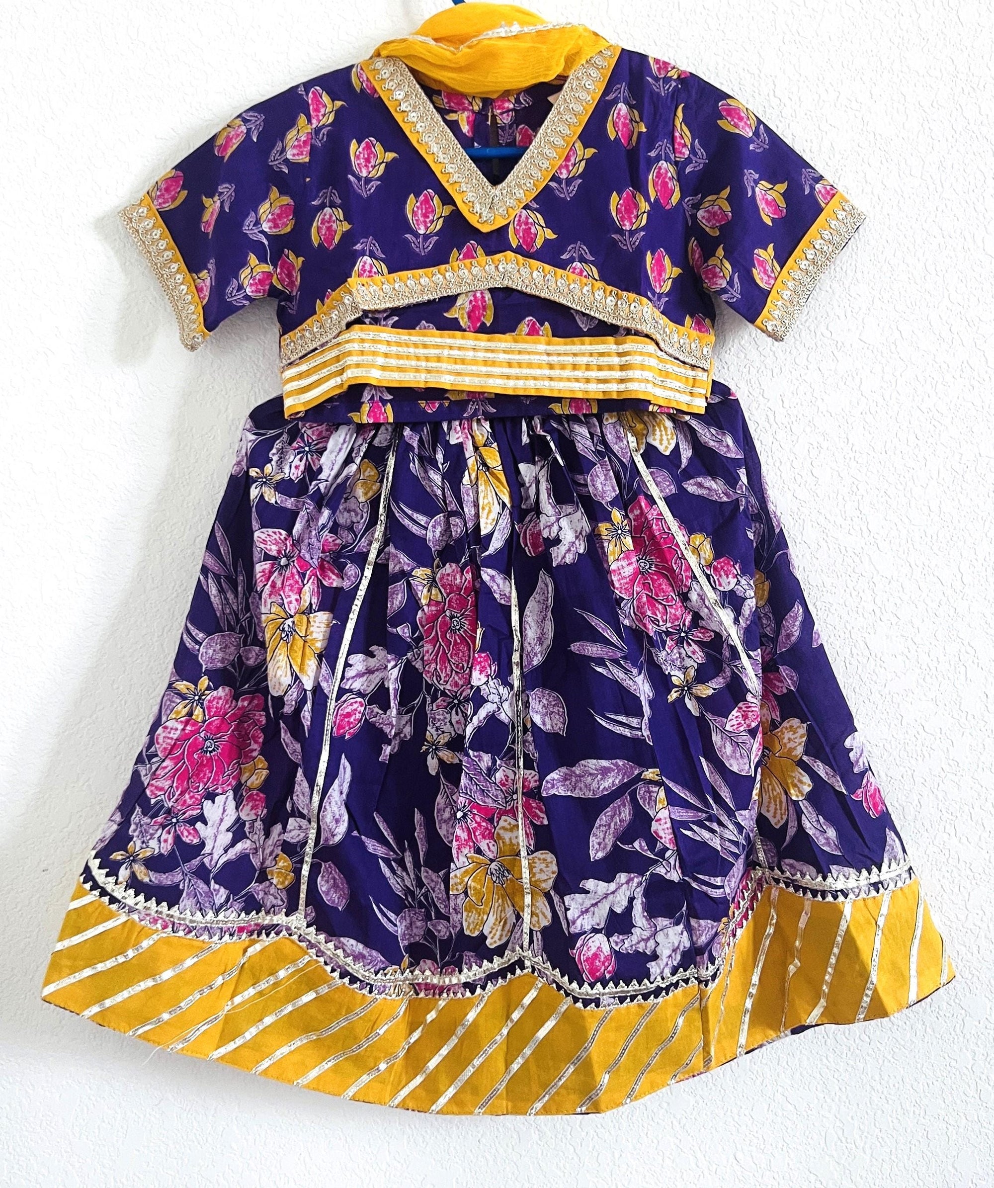 Girls Lehenga Choli Set for Kids - Indian Ethnic Wear Festival Dress, Traditional Party Outfit, Comfortable & Stylish