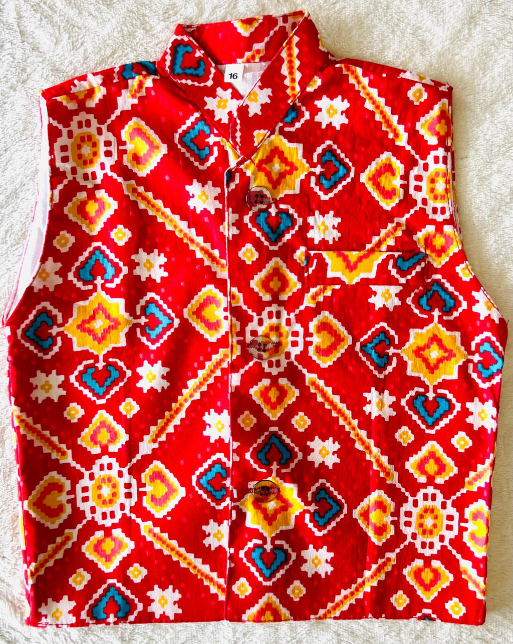 Patola Print Boys Kurta Pajama Set with Nehru Jacket Cotton Ethnic Wear for Kids Festival Diwali Eid Wedding