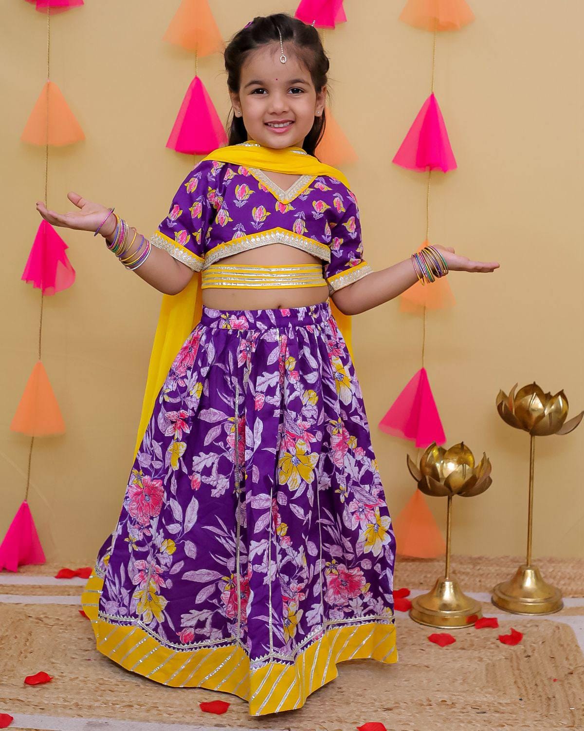 Girls Lehenga Choli Set for Kids - Indian Ethnic Wear Festival Dress, Traditional Party Outfit, Comfortable & Stylish