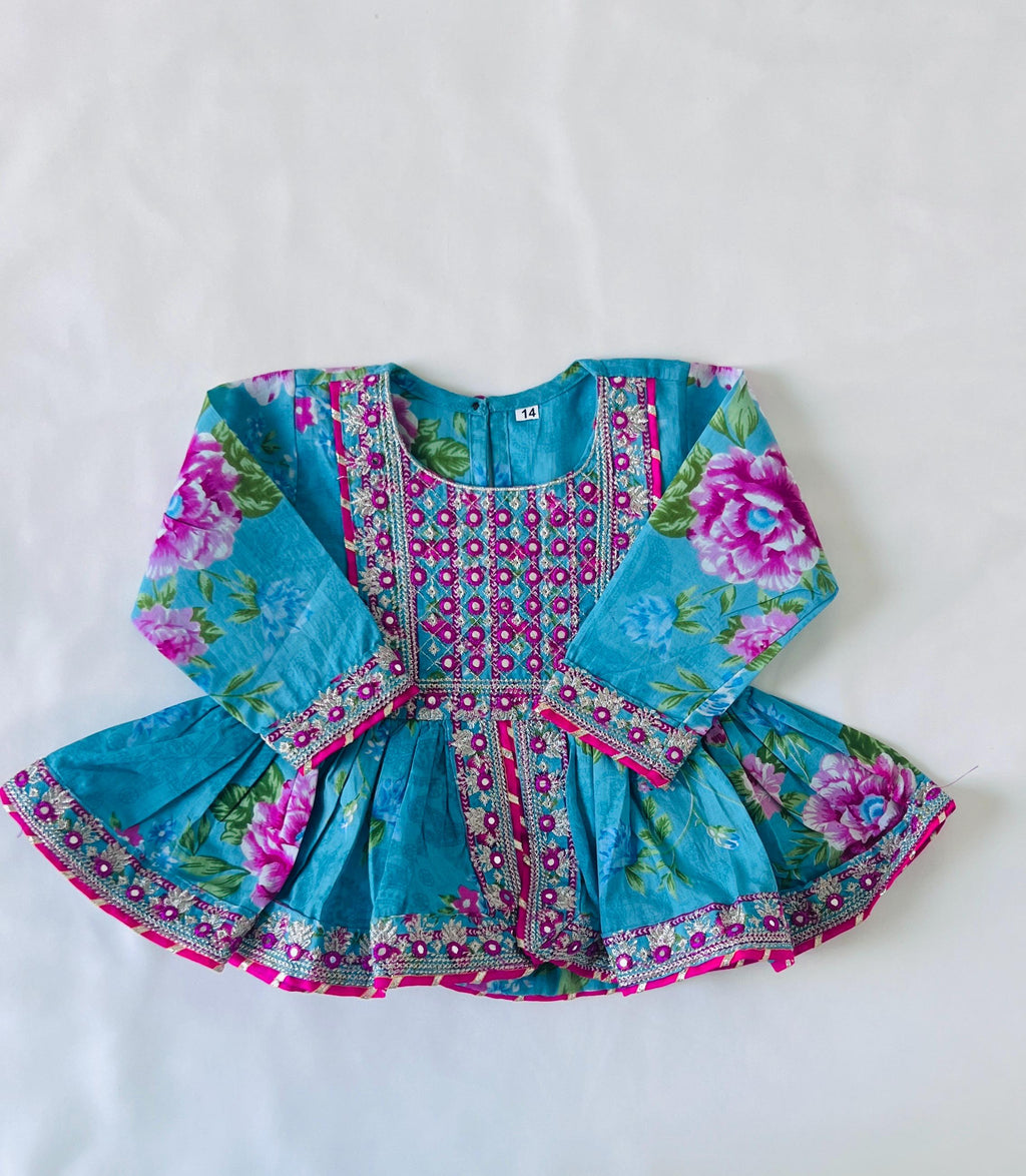 Girls Kurti Sharara Set for Kids Baby Girl Traditional Indian Ethnic Wear with Floral Embroidered Festive Outfit Women Salwar Suit Palazzo