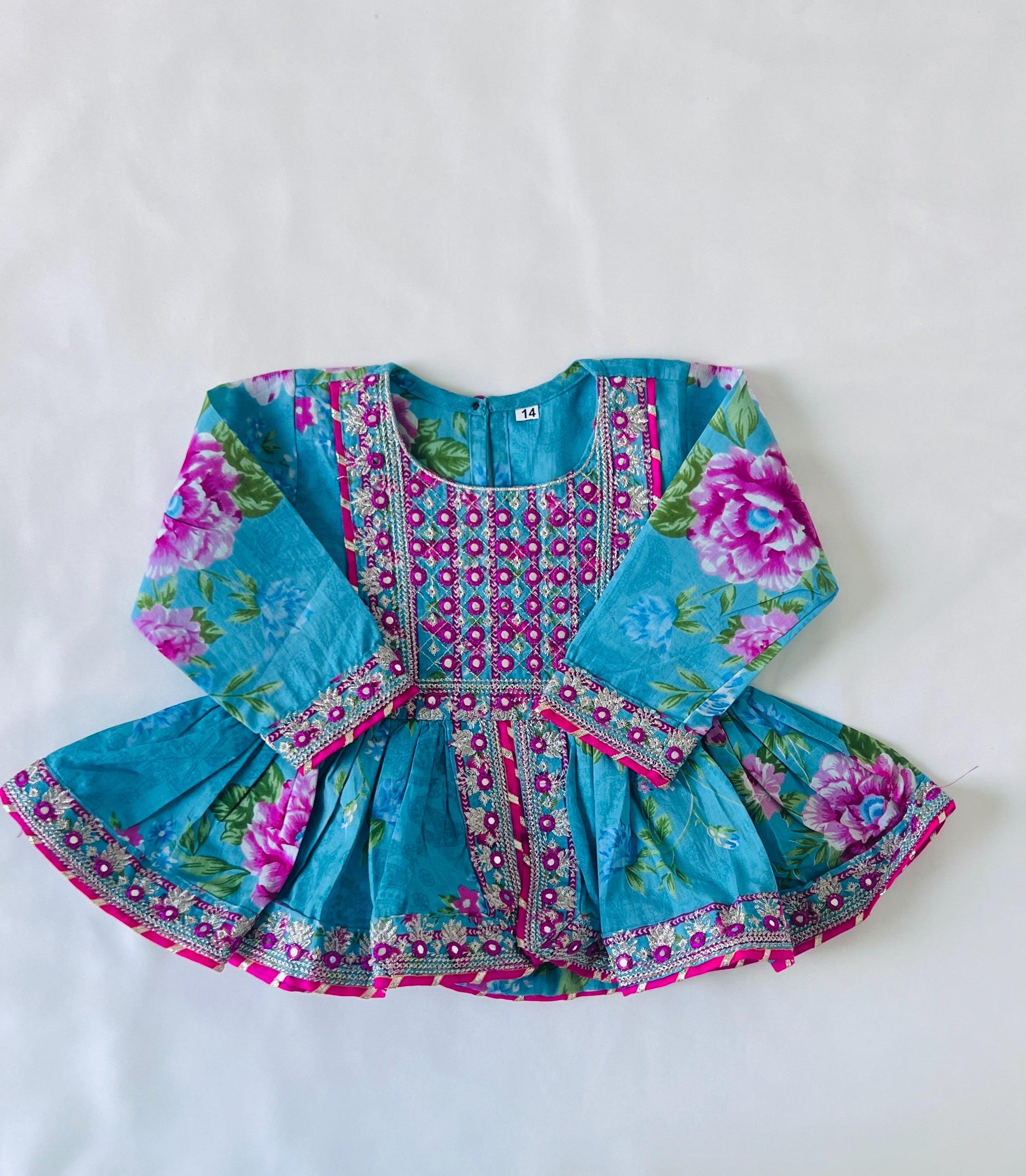 Girls Kurti Sharara Set for Kids Baby Girl Traditional Indian Ethnic Wear with Floral Embroidered Festive Outfit Women Salwar Suit Palazzo