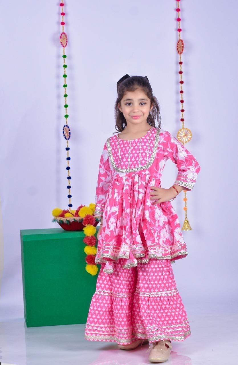 Baby Girl Sharara Salwar Suit Indian Dress Kids Kurti Sharara Outfit Traditional Ethnic Wear for Girls & Women