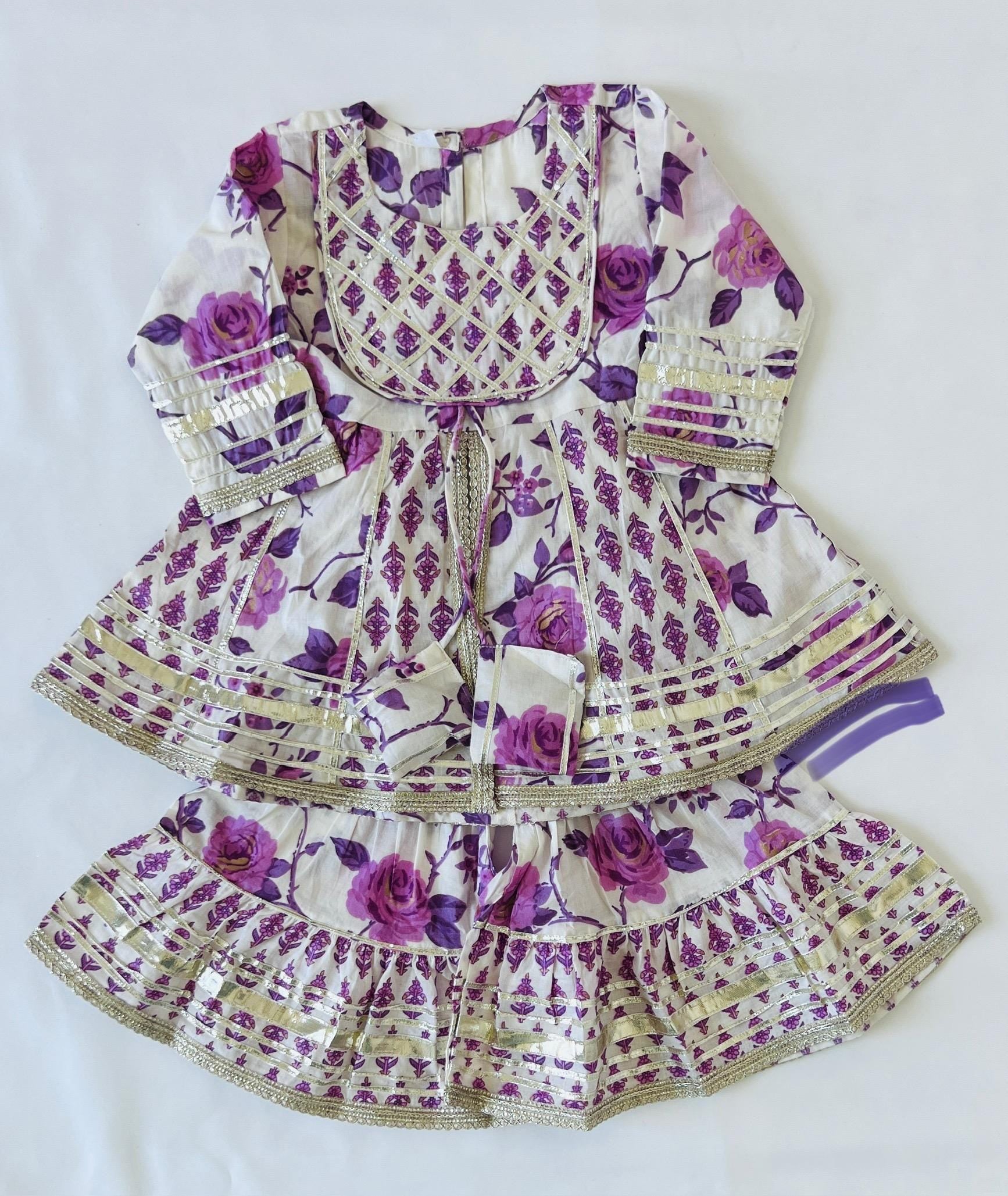 Kids Peplum style kurti sharara suit girls ethnic dress for party wedding Salwar suit for baby girl