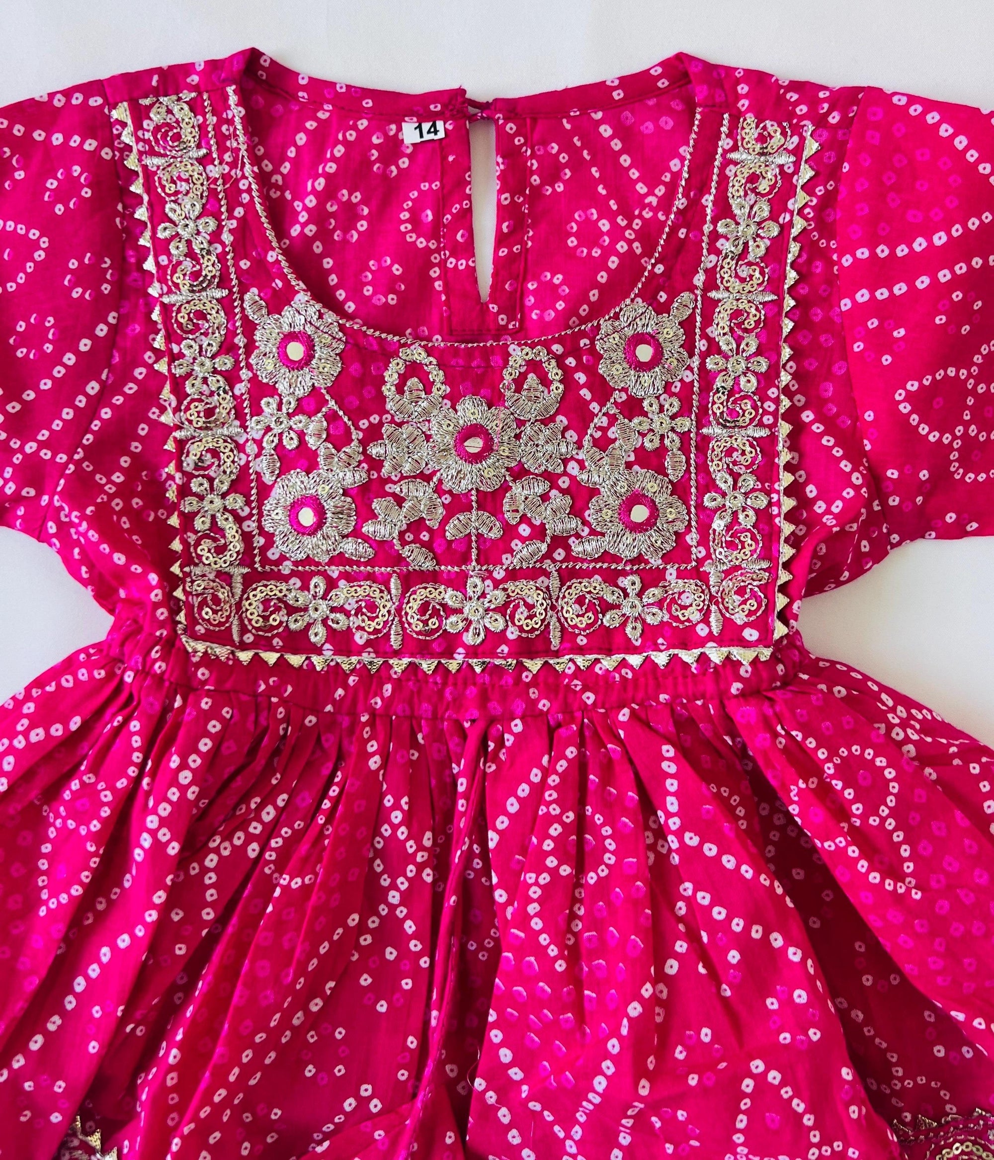 Bandhani Print Sharara Salwar Kurti for Girls Embroidery Kurta Sharara Kids Dress Traditional Ethnic Wear