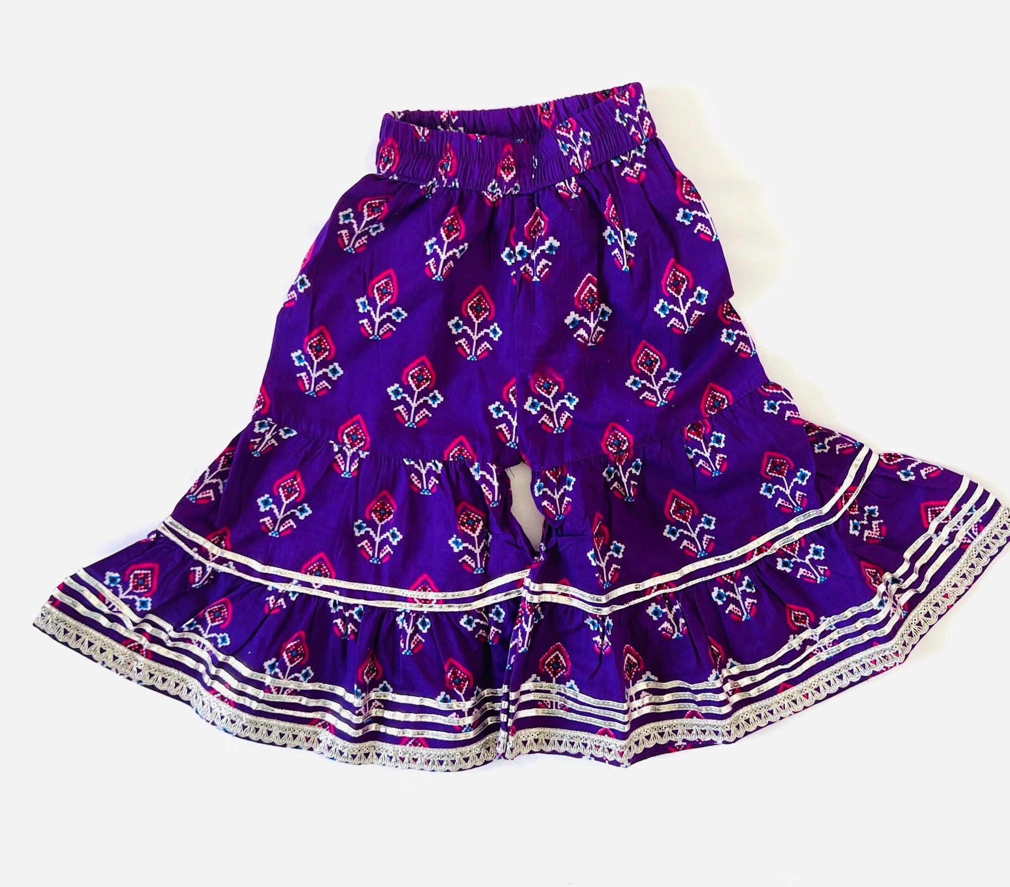 Girls Patola Print Kurti Sharara Set for Kids, Ethnic Indian Traditional Outfit, Festive Wear, Cotton sharara dress