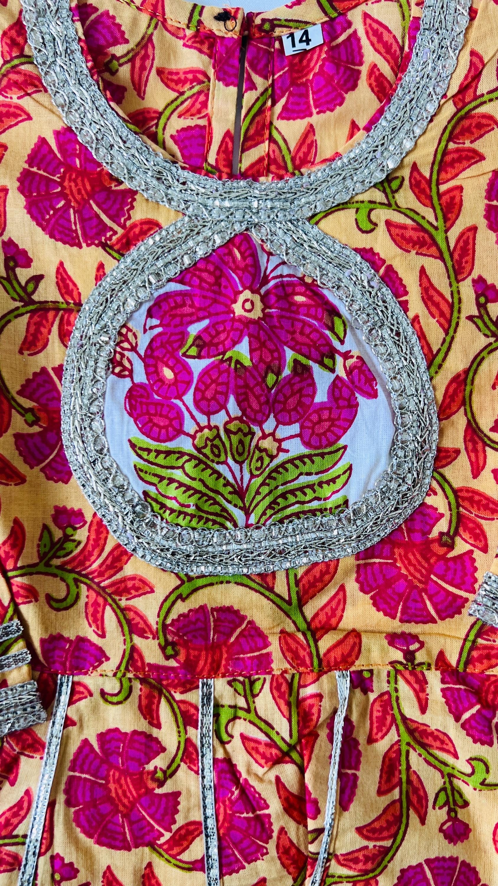 Girls Kalidar Kurti Sharara Set for Kids - Indian Ethnic Outfit, Traditional Party Dress, Festival Wear, Comfortable & Stylish