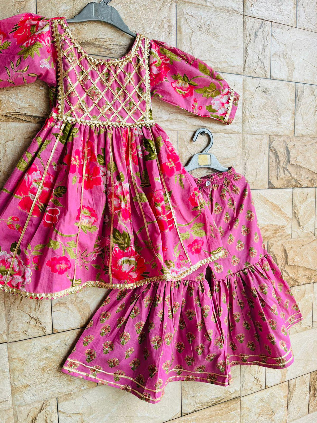 Floral print girls kurti palazzo pants Ethnic Outfit kids Salwar Kameez