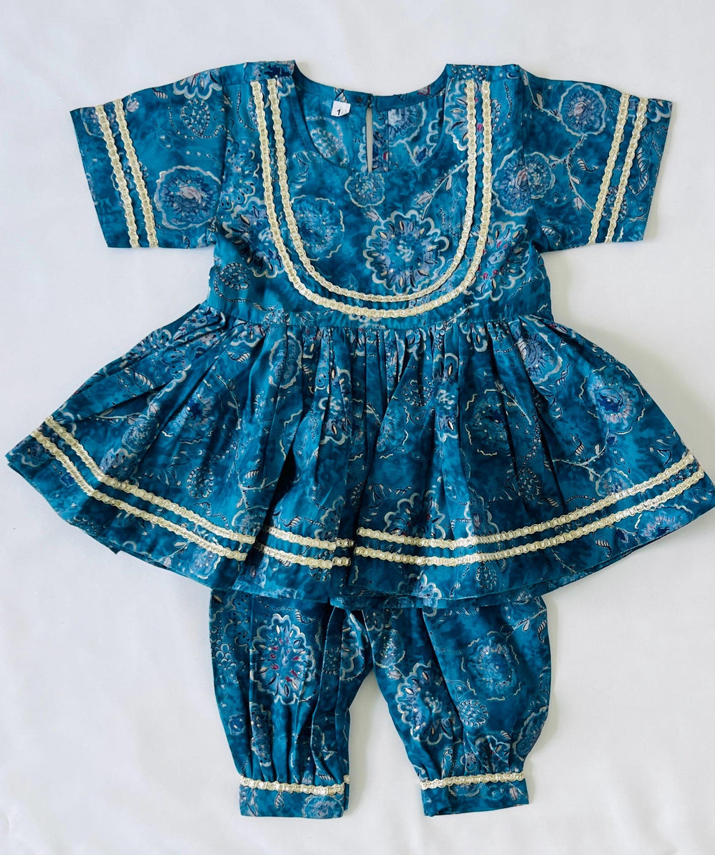 Girls Salwar Kameez Chanderi Cotton Outfit Baby Girl Kurti Pant Traditional Ethnic Wear for Kids