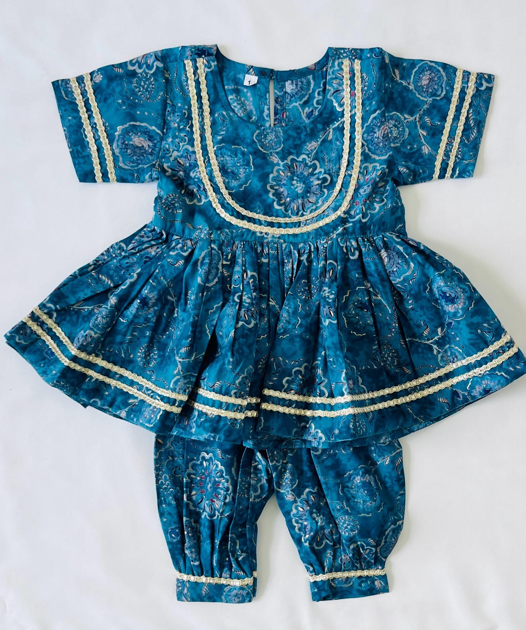 Girls Salwar Kameez Chanderi Cotton Outfit Baby Girl Kurti Pant Traditional Ethnic Wear for Kids