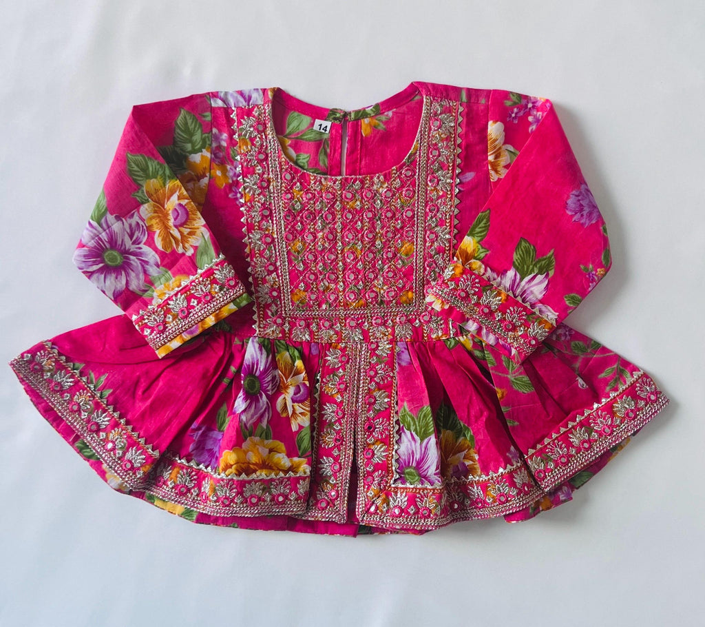 Girls Kurti Sharara Set for Kids Baby Girl Traditional Indian Ethnic Wear with Floral Embroidered Festive Outfit Women Salwar Suit Palazzo