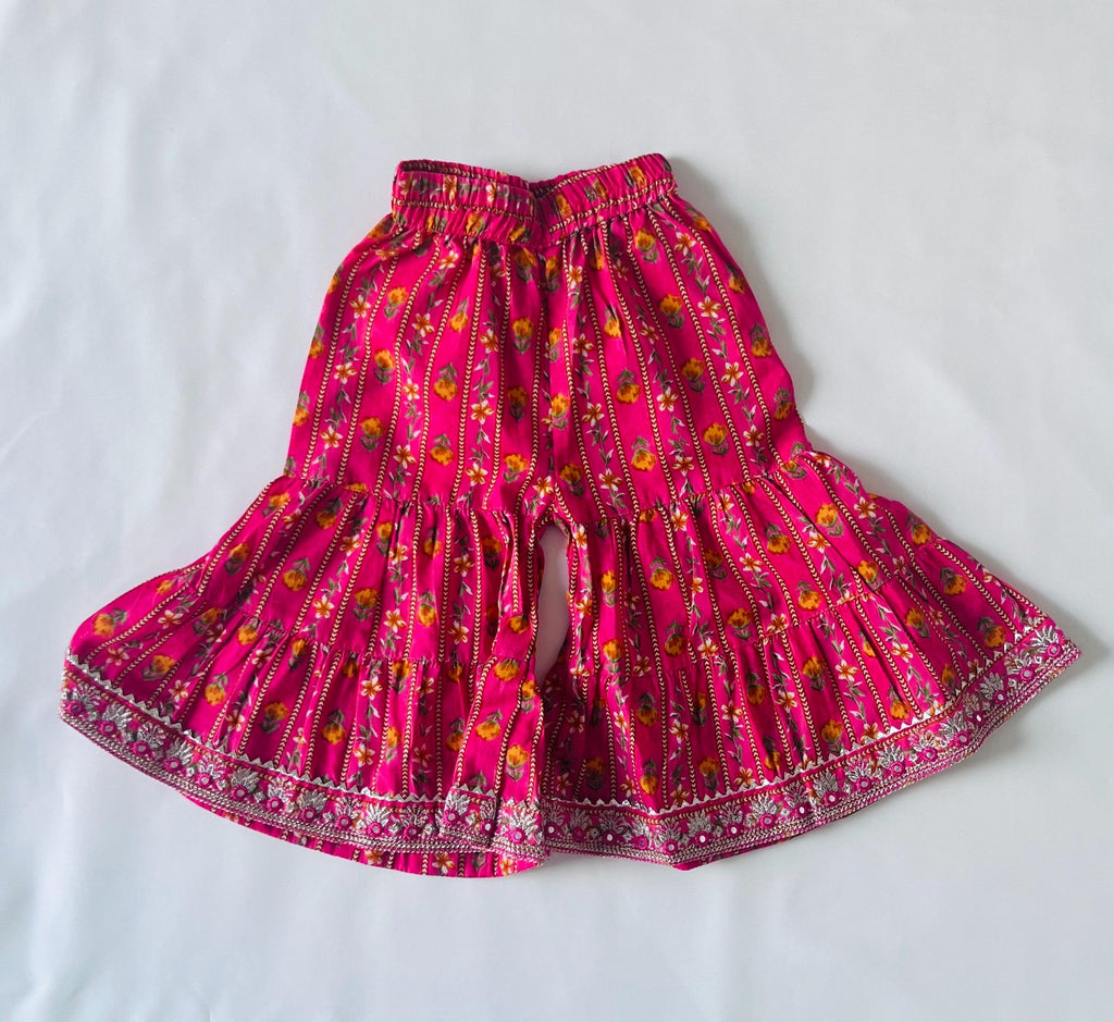 Girls Kurti Sharara Set for Kids Baby Girl Traditional Indian Ethnic Wear with Floral Embroidered Festive Outfit Women Salwar Suit Palazzo