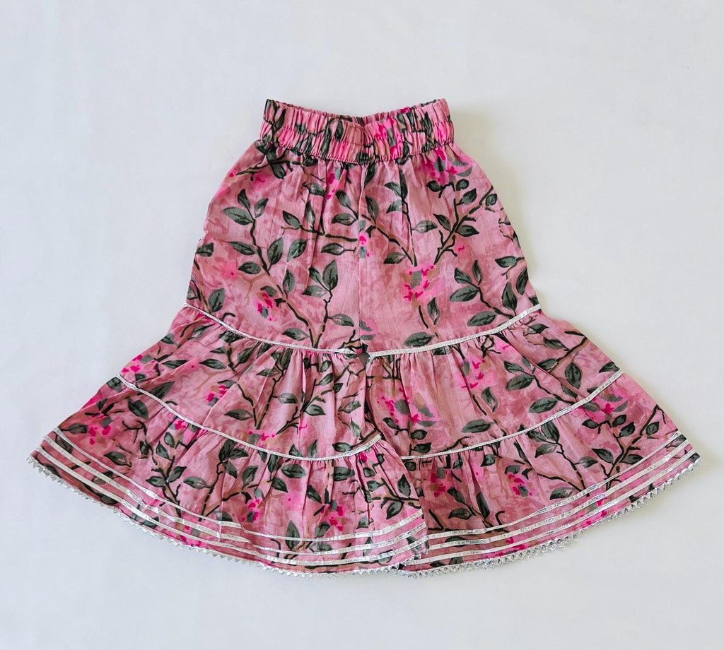 Kids sharara suit Girls Indian Ethnic wear Floral Print kurti sharara Pakistani dress girls for Wedding, Diwali, Eid party dress for girls