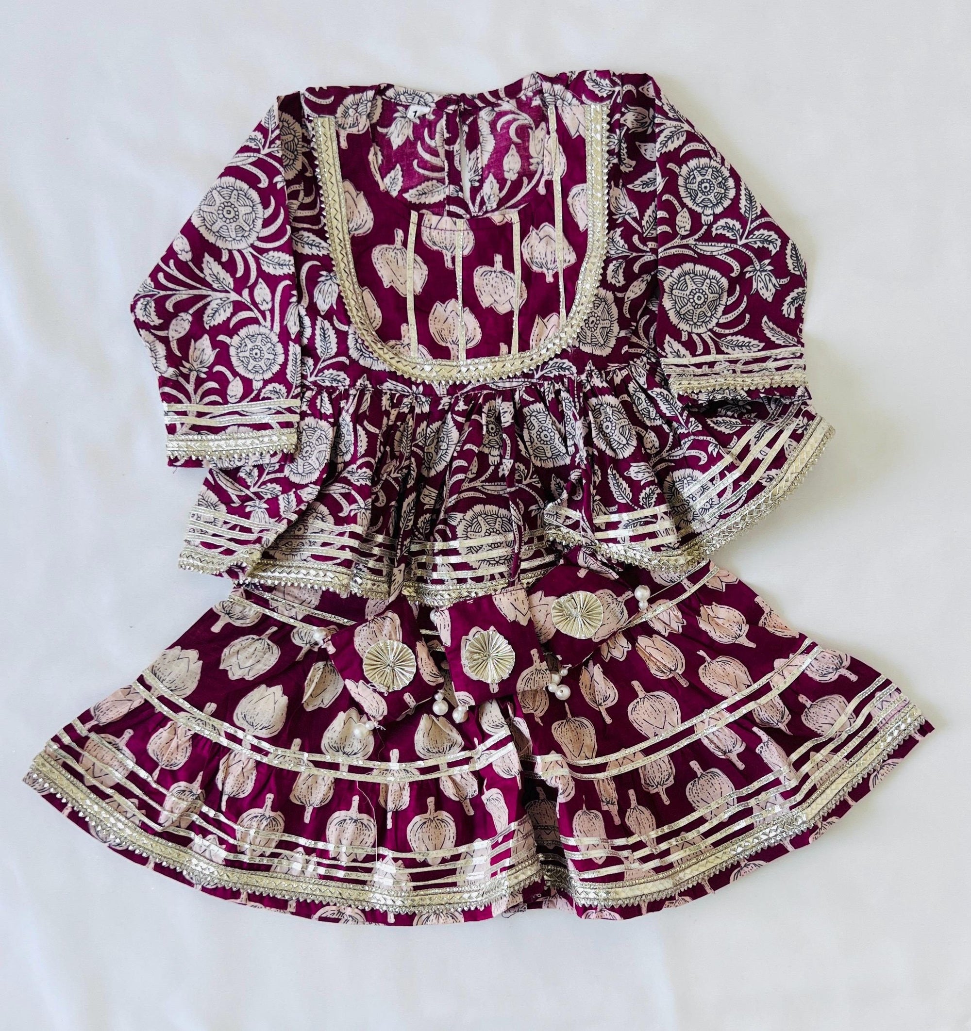 Baby Girl Indian Ethnic Clothing Pakistani Kurti Sharara Set Traditional Dress for Girls Party Wear