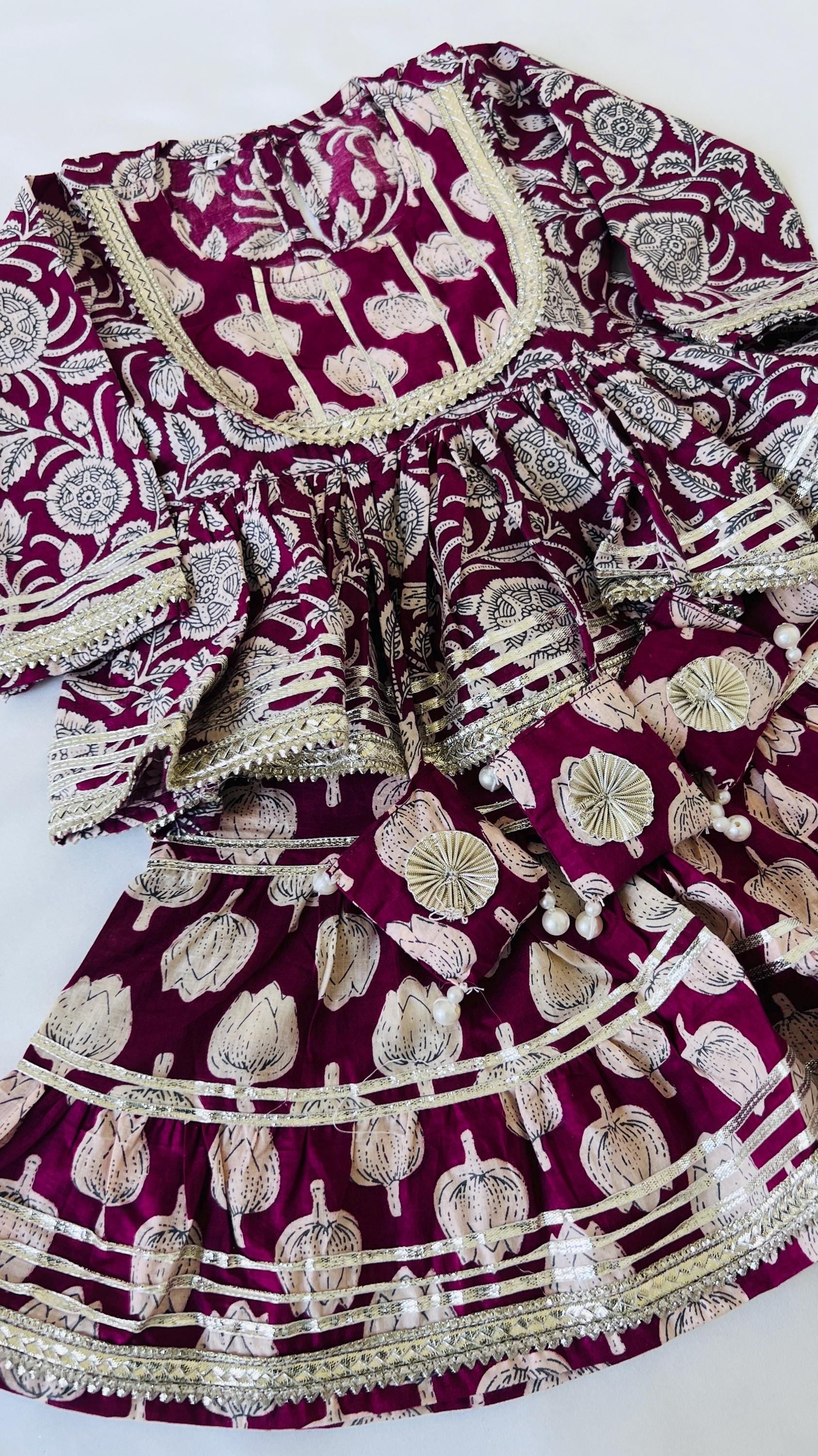 Baby Girl Indian Ethnic Clothing Pakistani Kurti Sharara Set Traditional Dress for Girls Party Wear