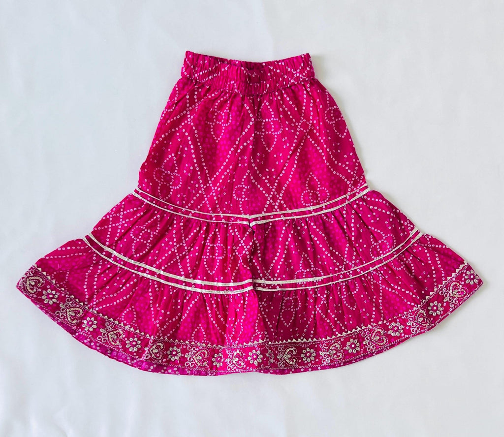 Bandhani Print Sharara Salwar Kurti for Girls Embroidery Kurta Sharara Kids Dress Traditional Ethnic Wear