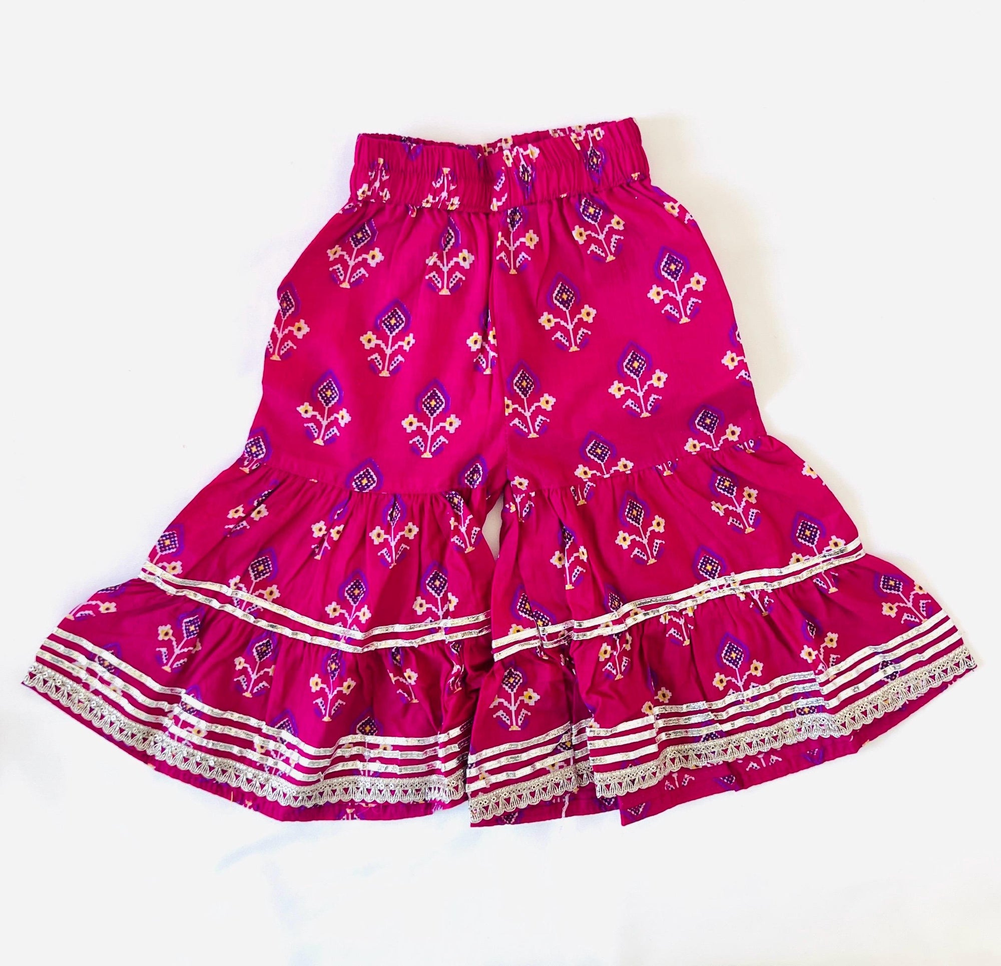 Girls Patola Print Kurti Sharara Set for Kids, Ethnic Indian Traditional Outfit, Festive Wear, Cotton sharara dress