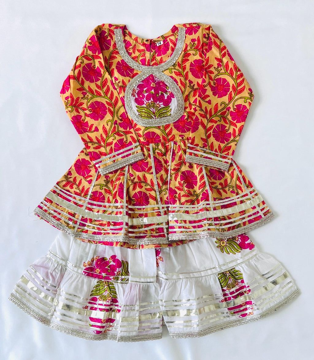 Girls Kalidar Kurti Sharara Set for Kids - Indian Ethnic Outfit, Traditional Party Dress, Festival Wear, Comfortable & Stylish