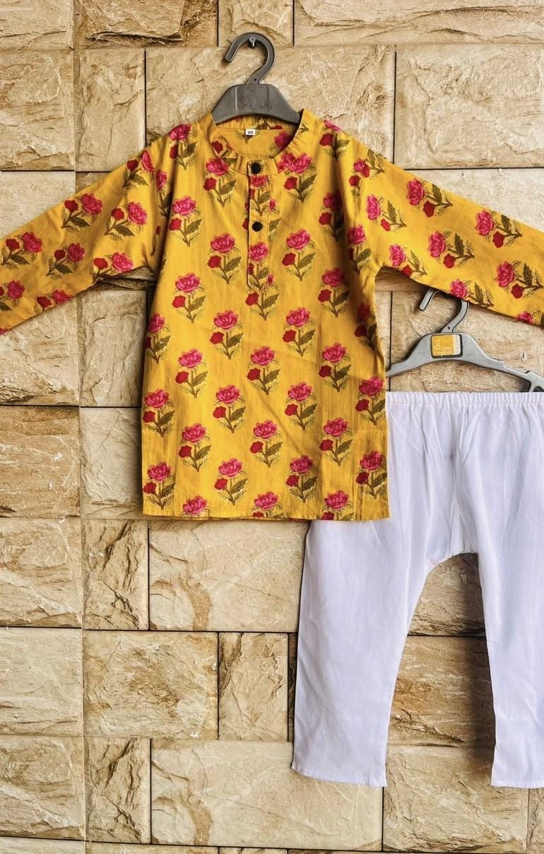 Boys Indian Kurta Set Kids Ethnic Dress Traditional Festival Wear Cotton Kurta Pajama Indian Outfit