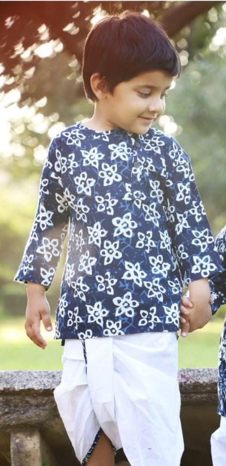 Baby Dhoti Kurta for Toddlers Indigo Print Boys Indian Wear Kids Ethnic Outfit Boys dhoti Kurta