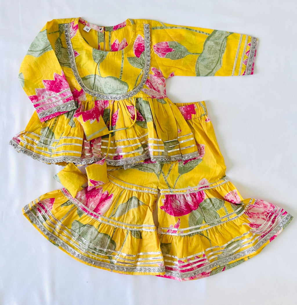 Girls Kurti sharara 3 piece suit for kids toddlers salwar kameez with dupatta Indian Pakistani suit Ethnic Wear  Salwar suit Palazzo