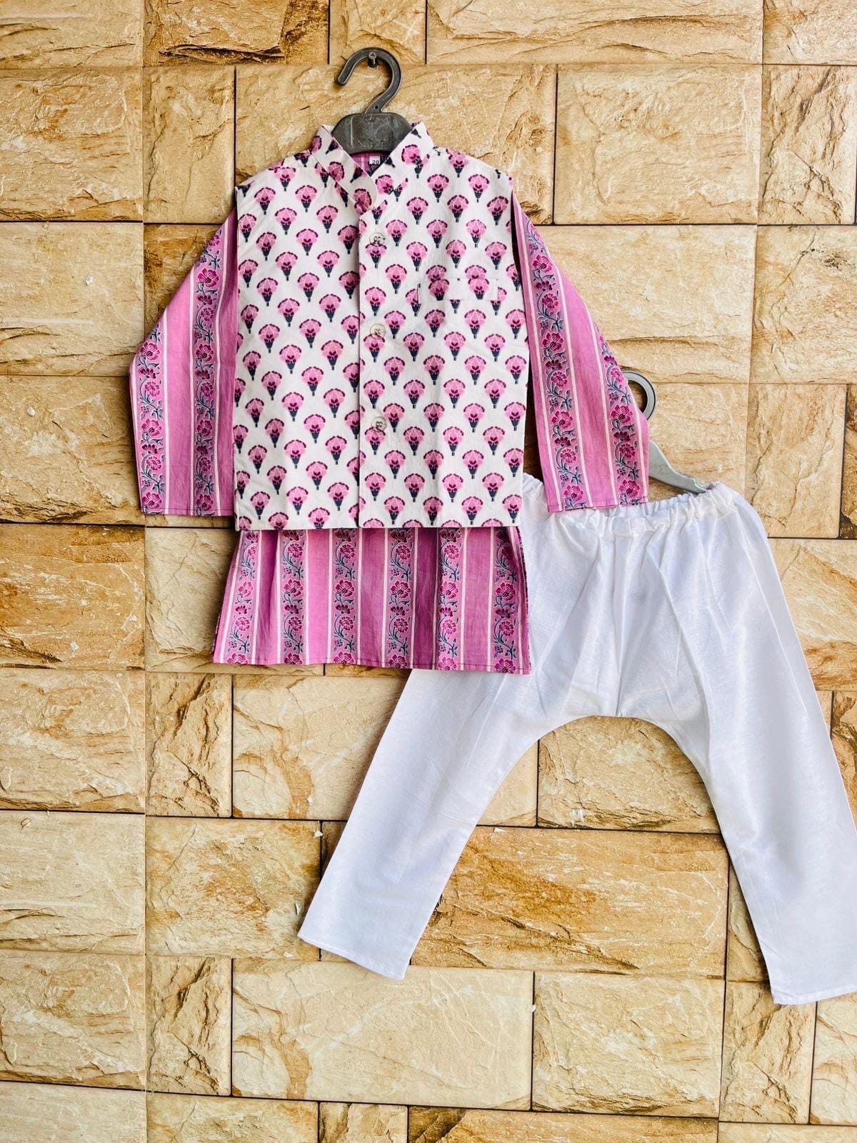 Boys Kurta set with waistcoat Nehru Jacket Pakistani kurta pajama for baby boy toddler wedding Indian dress Kids Cotton Kurta Sibling set