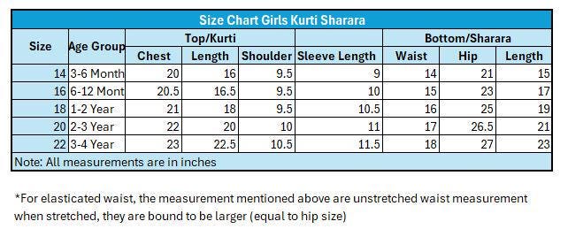 Girls Kalidar Kurti Sharara Set for Kids - Indian Ethnic Outfit, Traditional Party Dress, Festival Wear, Comfortable & Stylish
