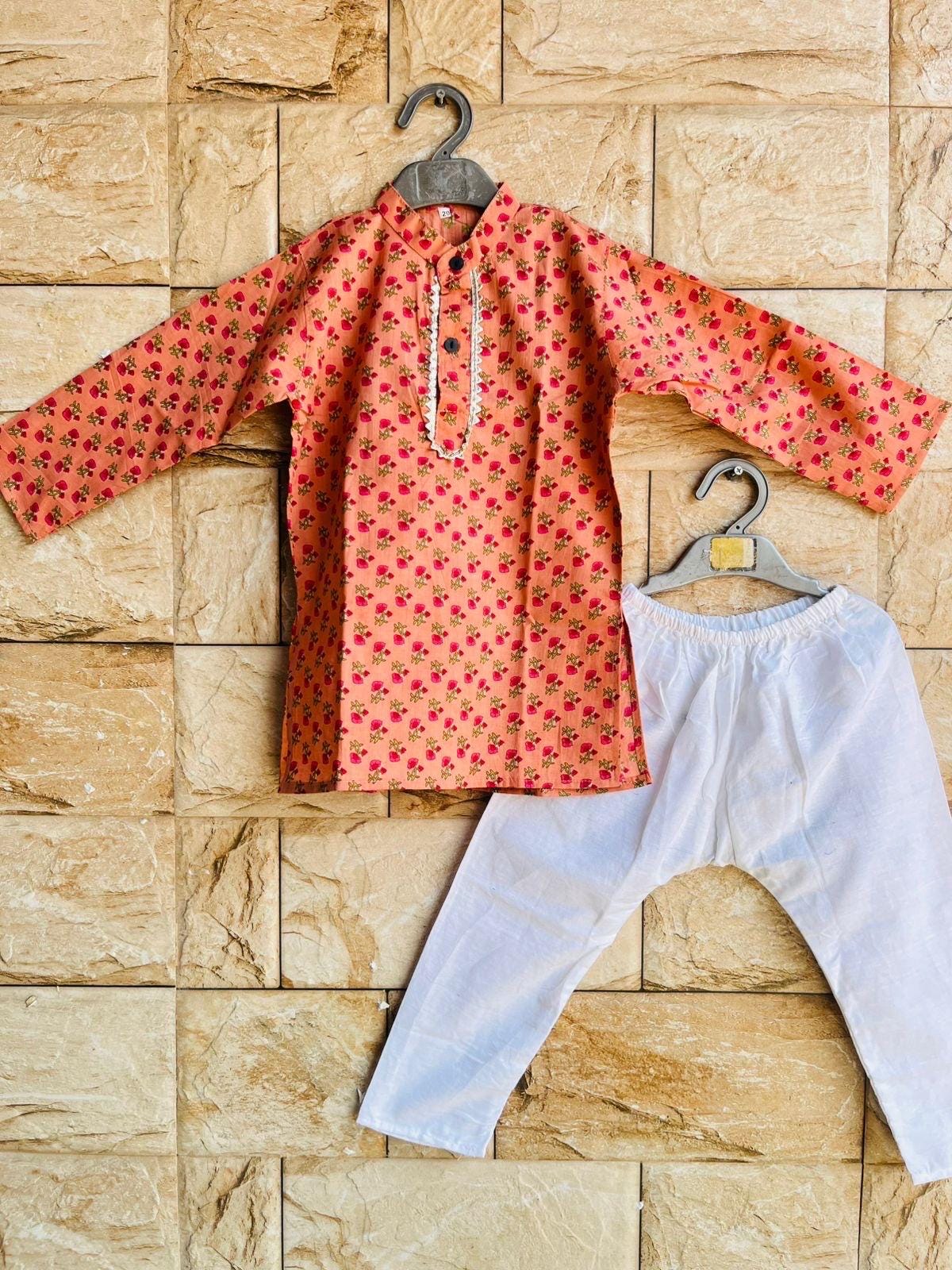 Kids Kurta pajama Indian dress for wedding & Festivities, Baby boy kurta pajama Cotton ethnic outfit for Children Twining set Sibling set