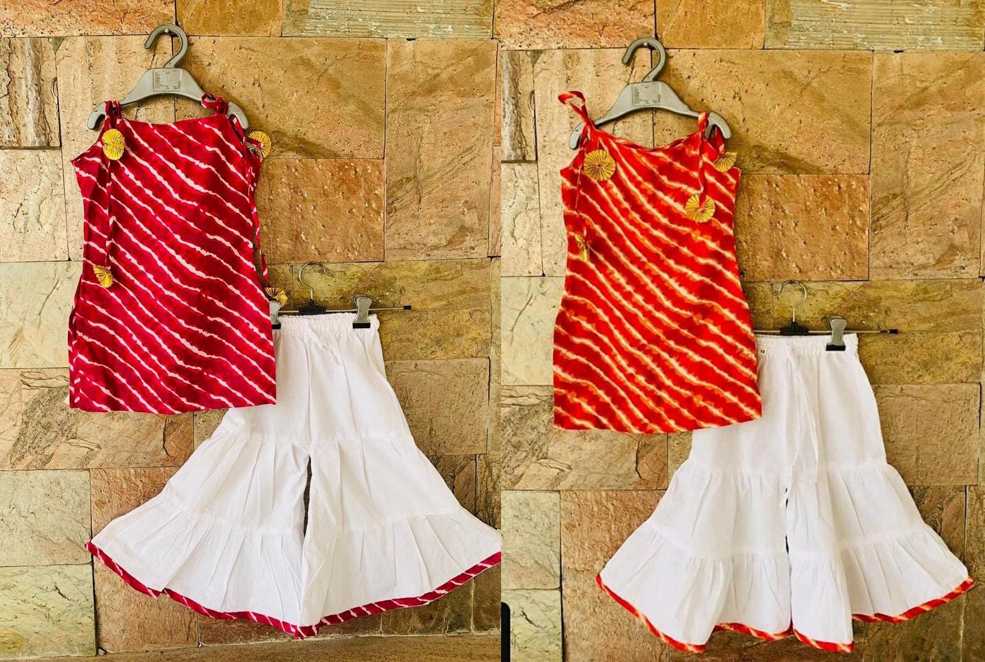 Girl kurti Sharara Set - Kids Traditional Ethnic Wear, Indian Dress for Diwali, Onam, Eid, Sharara salwar Plazo Baby Girl Outfit Sibling set