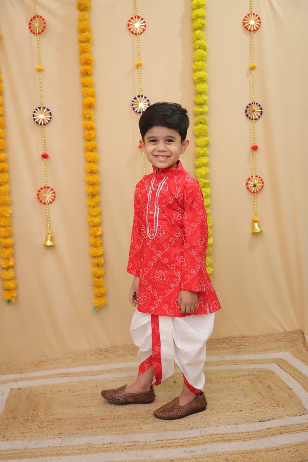 Boys Dhoti Kurta Indian Wear for Wedding & Festivals Kids Kurta Cotton for Pooja, Housewarming Festivities