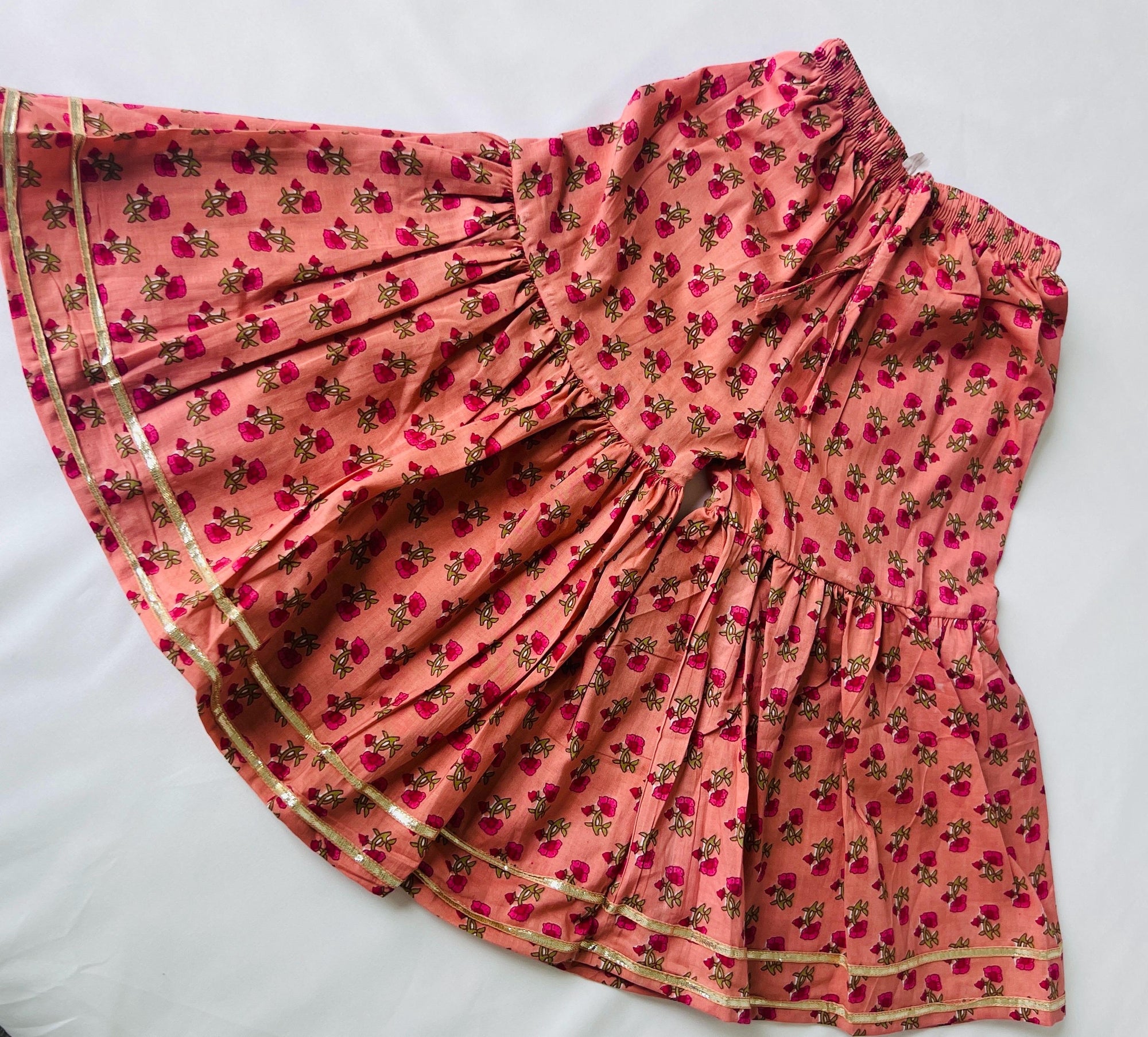 Twining set Kids Kurti Sharara Indian Dress for Girls Cotton Kurti Pant for Rakshabandhan & Festivals Floral Print Kurti Salwar Sibling set