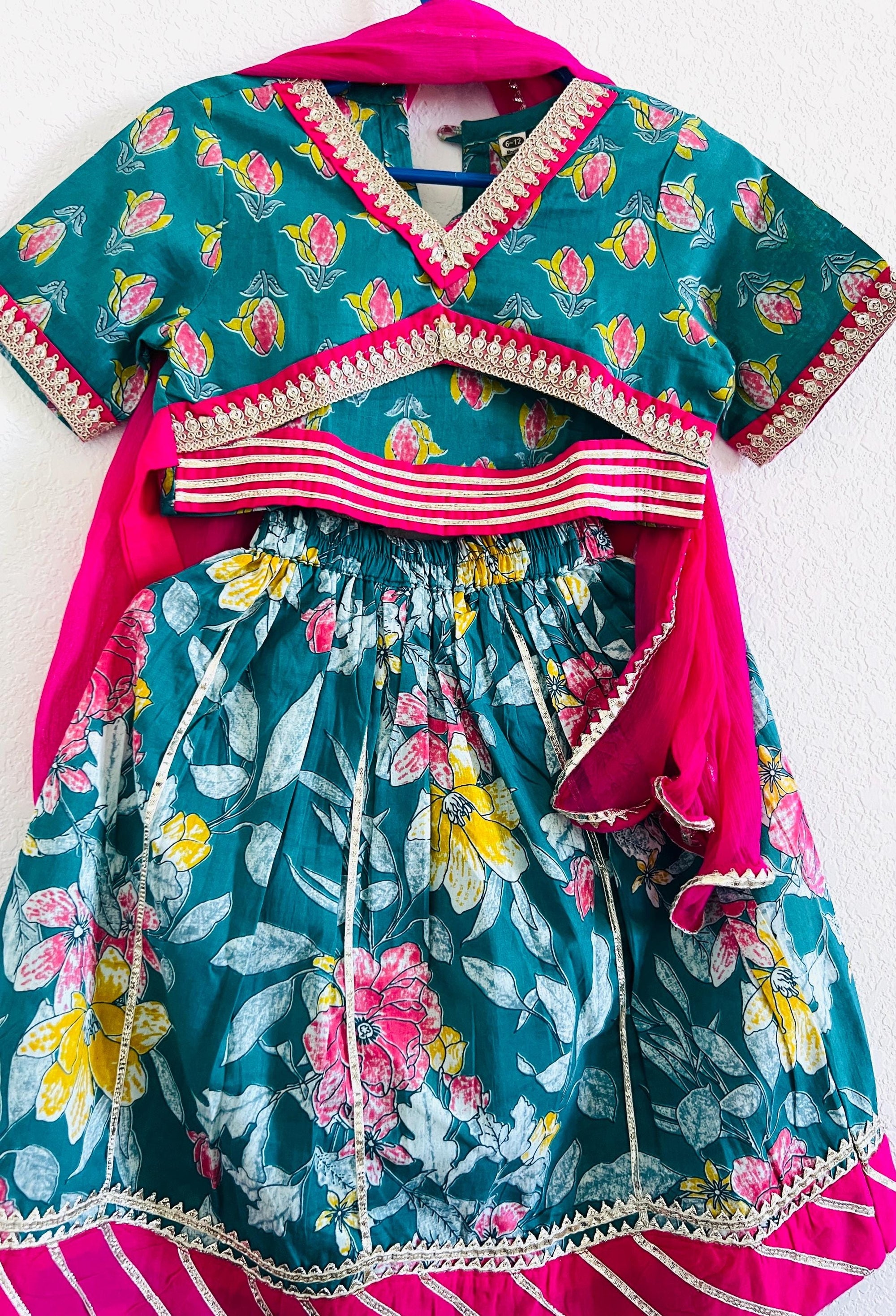 Girls Lehenga Choli Set for Kids - Indian Ethnic Wear Festival Dress, Traditional Party Outfit, Comfortable & Stylish