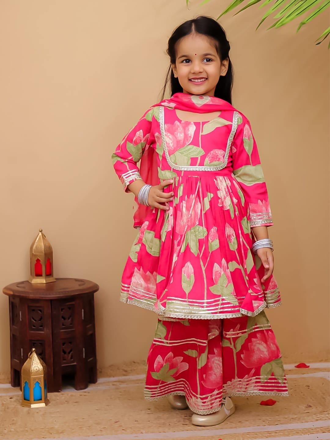 Girls Kurti sharara 3 piece suit for kids toddlers salwar kameez with dupatta Indian Pakistani suit Ethnic Wear  Salwar suit Palazzo