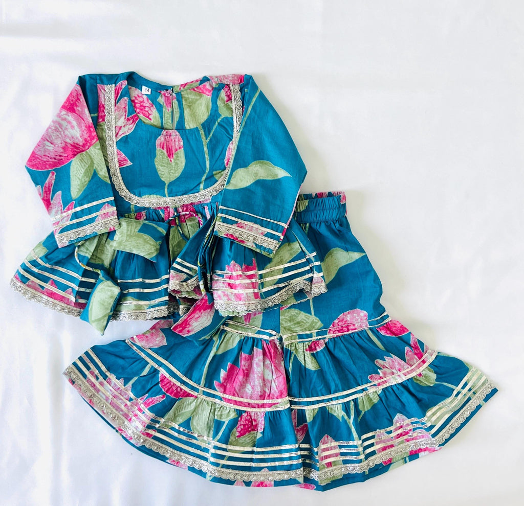 Girls Kurti sharara 3 piece suit for kids toddlers salwar kameez with dupatta Indian Pakistani suit Ethnic Wear  Salwar suit Palazzo