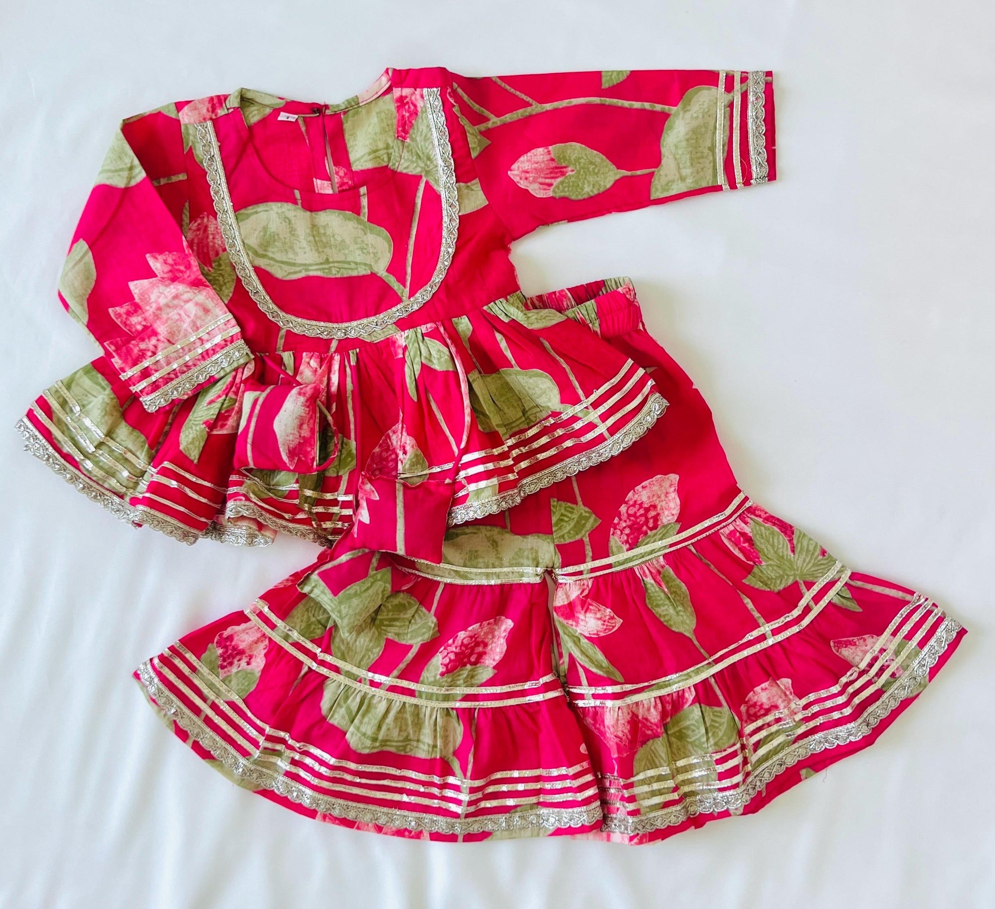 Girls Kurti sharara 3 piece suit for kids toddlers salwar kameez with dupatta Indian Pakistani suit Ethnic Wear  Salwar suit Palazzo