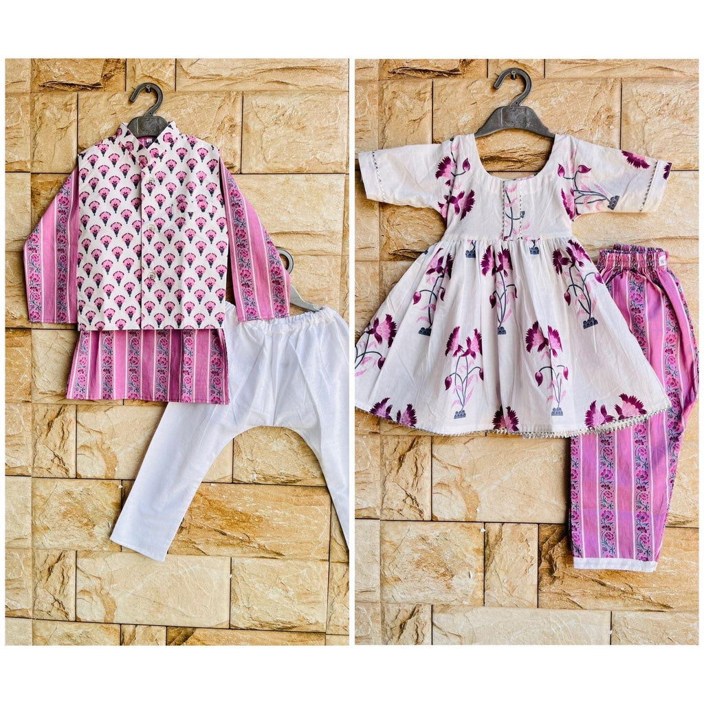 Girls Kurti set Indian dress Kids Salwar kameez cotton floral printed kurta pant set Indian ethnic wear Girls festival outfit Sibling set