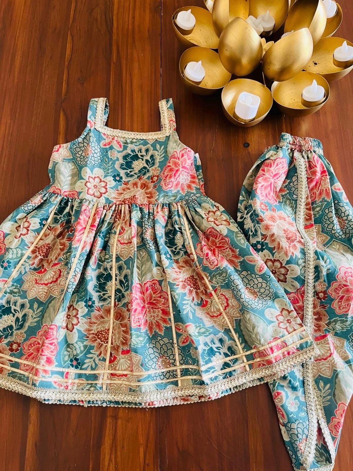 Girls Dhoti Kurta Set Indowestern outfit Ethnic wear for kids Party wear dhoti kurta for girls Kurta with Afghani pant palazzo