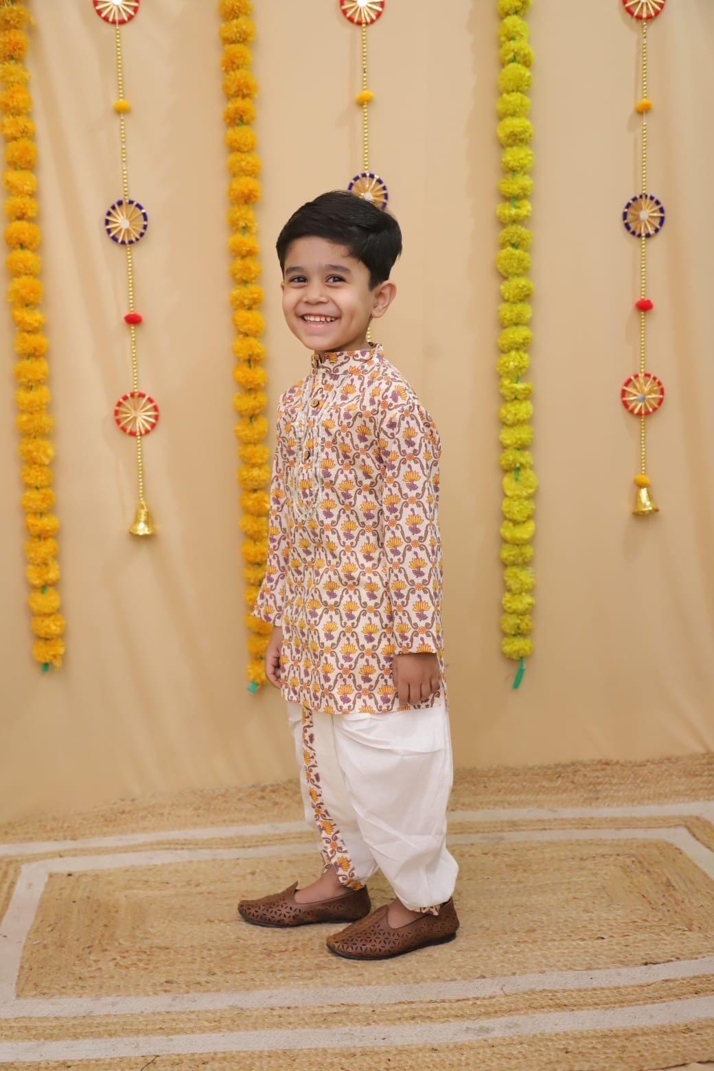 Boys Dhoti Kurta Indian Wear for Wedding & Festivals Kids Kurta Cotton for Pooja, Housewarming Festivities