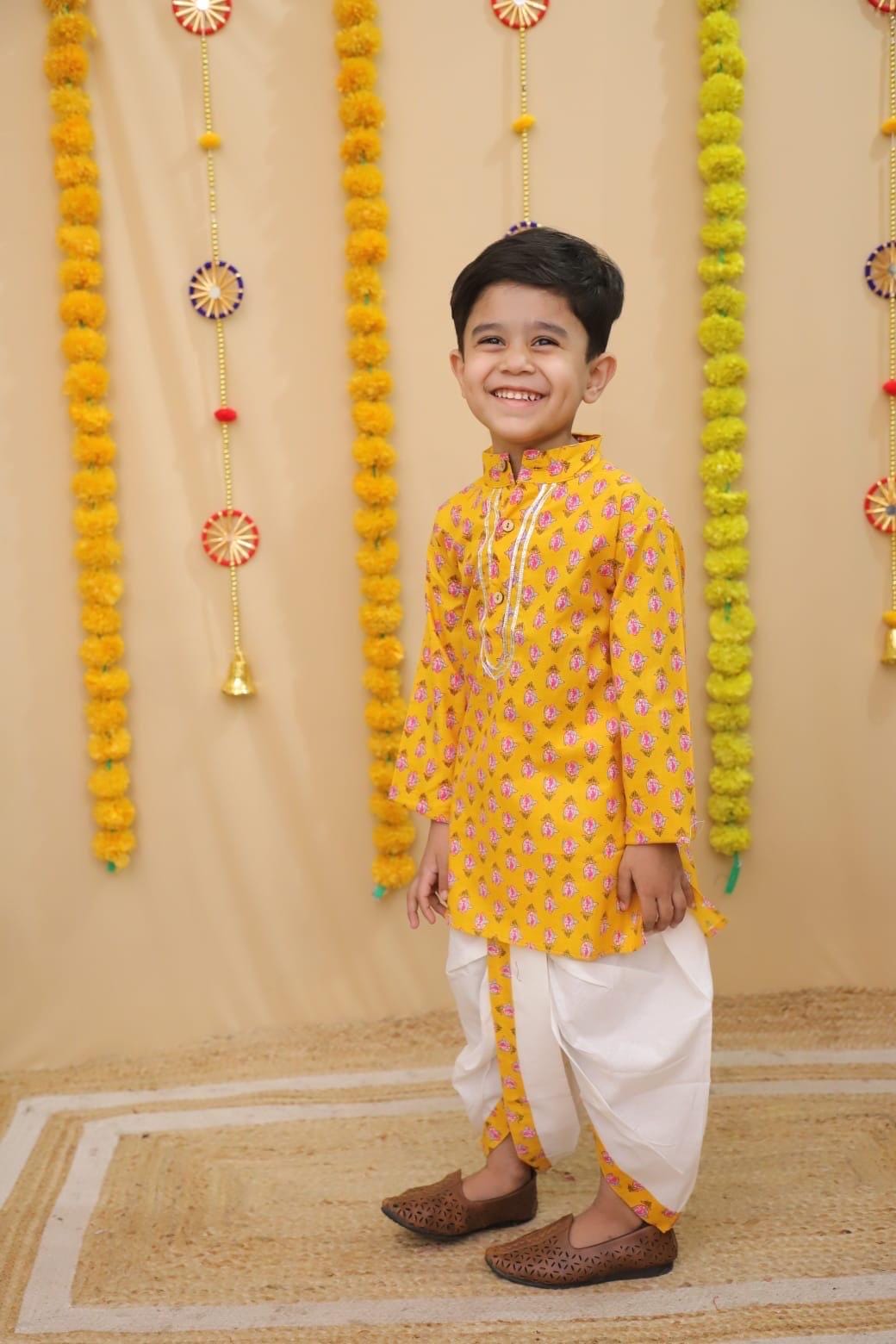 Boys Dhoti Kurta Indian Wear for Wedding & Festivals Kids Kurta Cotton for Pooja, Housewarming Festivities