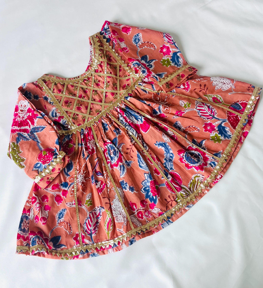 Twining set Kids Kurti Sharara Indian Dress for Girls Cotton Kurti Pant for Rakshabandhan & Festivals Floral Print Kurti Salwar Sibling set